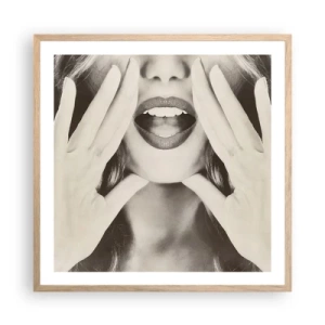 Poszter világos tölgy keretben - Jövök már! - 60x60 cm