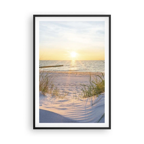 Poszter fehér keretben - A tenger hangja, a madarak éneke, egy vad tengerpart a fű között... - 61x91 cm