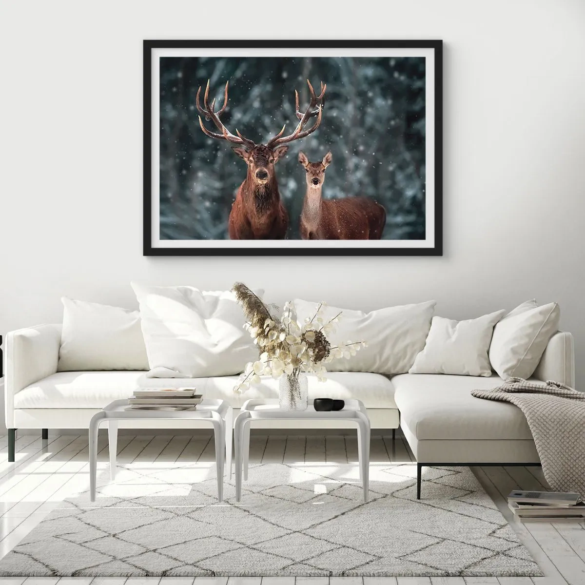 Poszter fehér keretben - Az erdő ura a feleségével - 91x61 cm