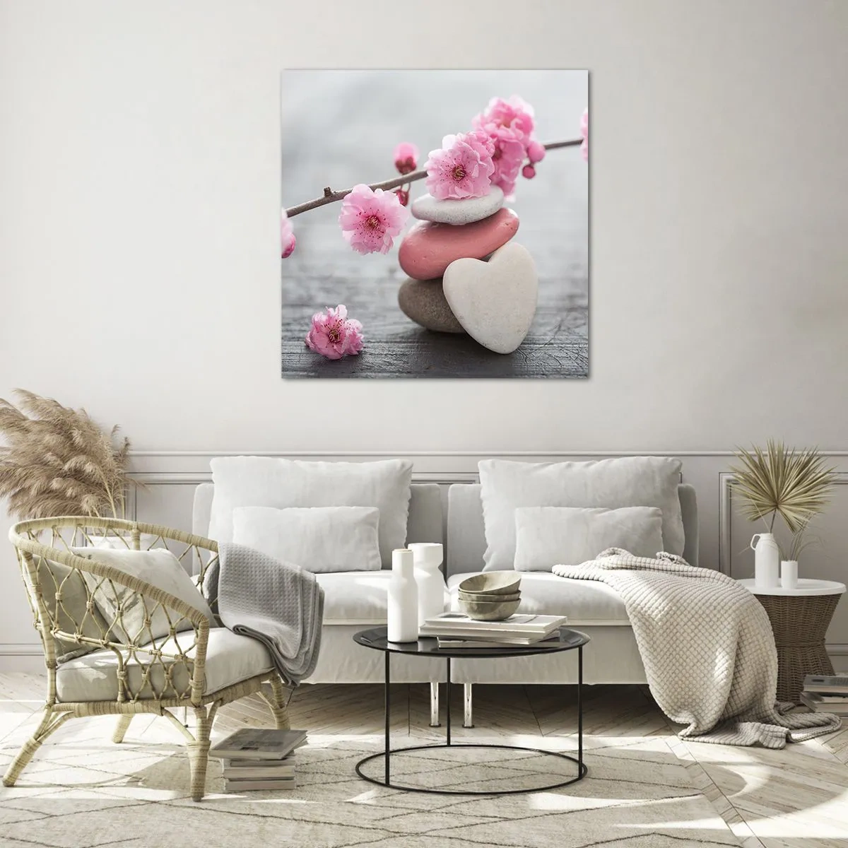 Üveg kép - Boldogság a cseresznyevirággal - 70x70 cm