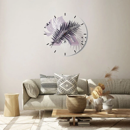 Falióra, Óra - Modern grafika pálmalevelekkel - 30x30cm - Az árnyék árnyéka - Modern fali dekoráció nappalihoz, konyhához és hálószobához ARTTOR
