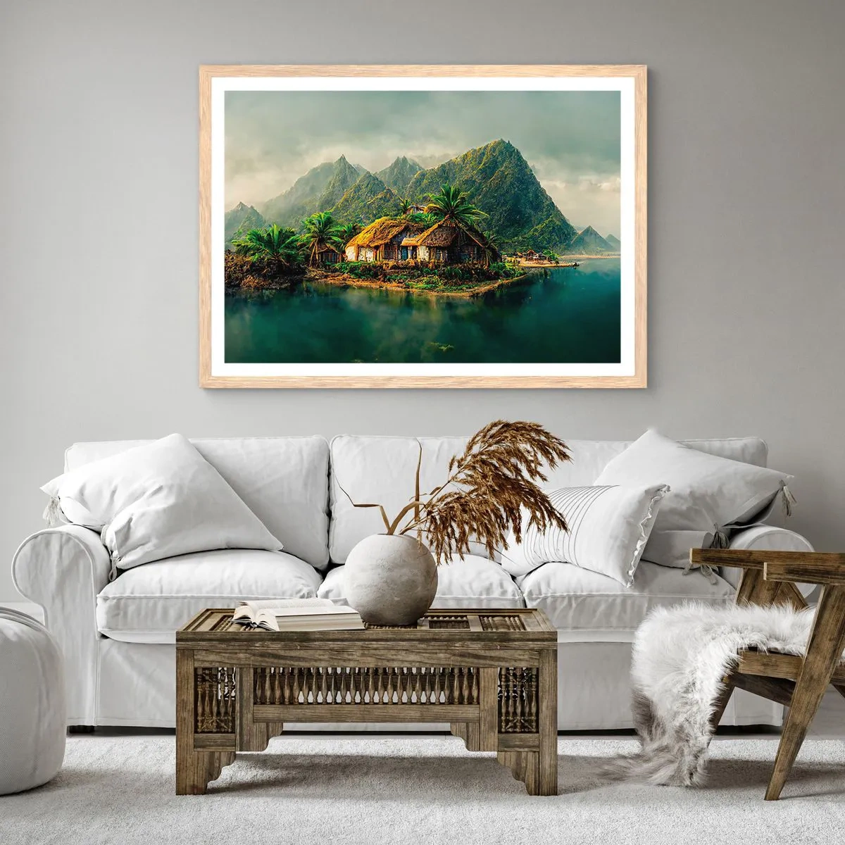 Poszter világos tölgy keretben - Trópusi paradicsom - 91x61 cm