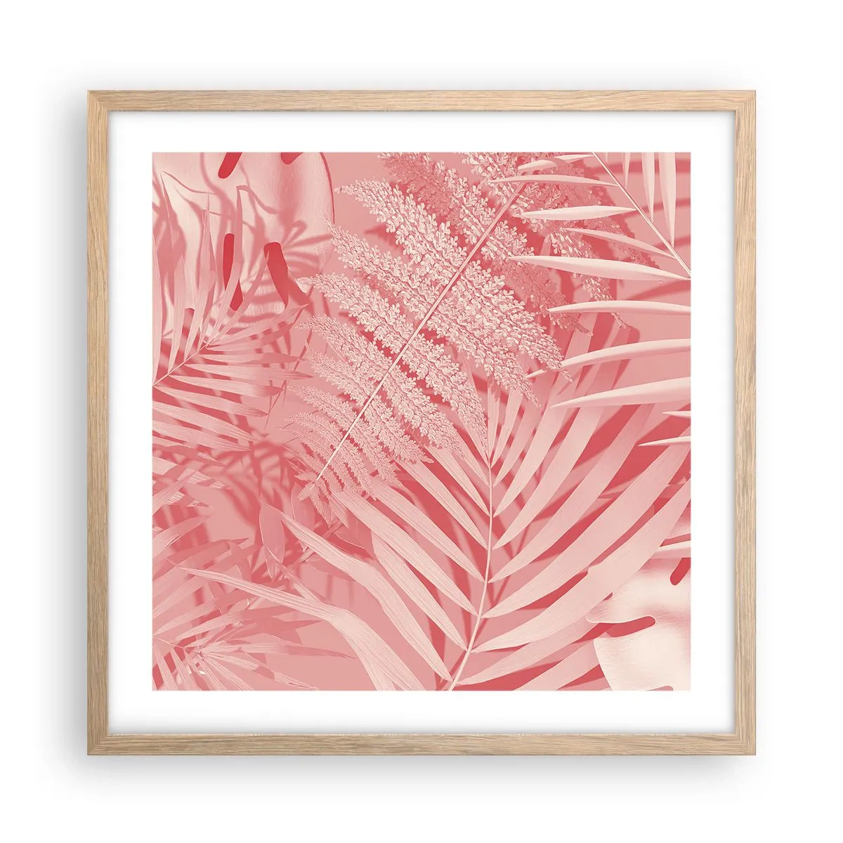 Poszter világos tölgy keretben - Rózsaszín koncepció - 50x50 cm