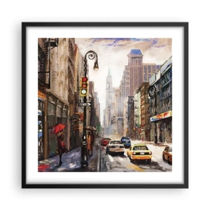 Poszter fehér keretben - New York – esőben is színes - 50x50 cm