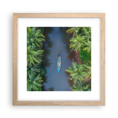 Poszter világos tölgy keretben - Egy trópusi ösvényen - 30x30 cm