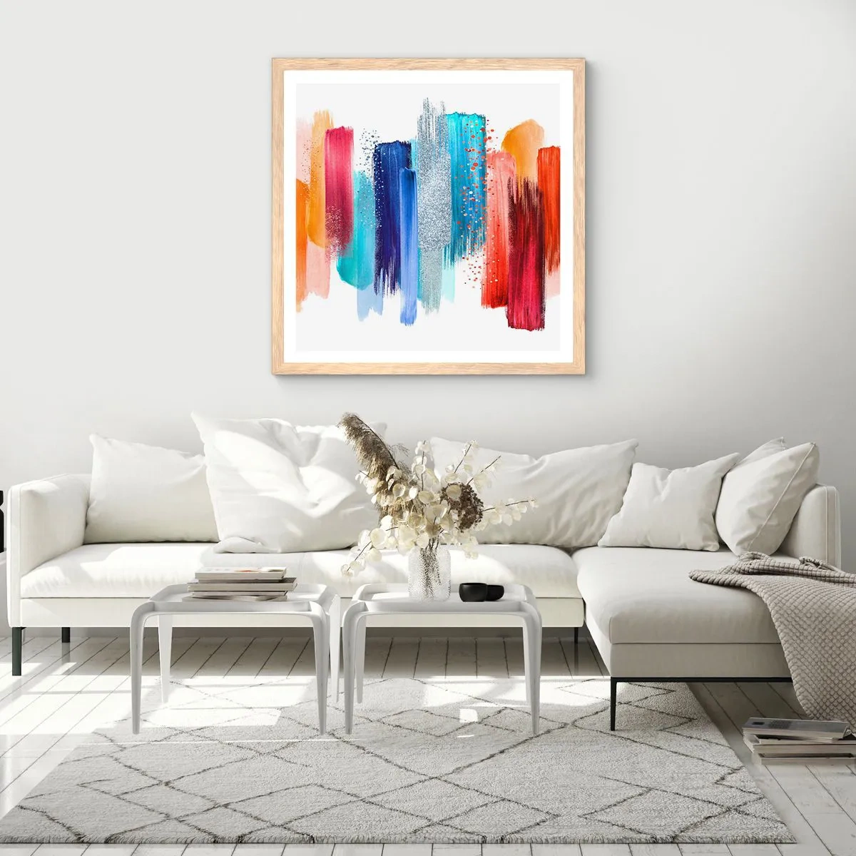 Poszter világos tölgy keretben - Fel és le - 40x40 cm