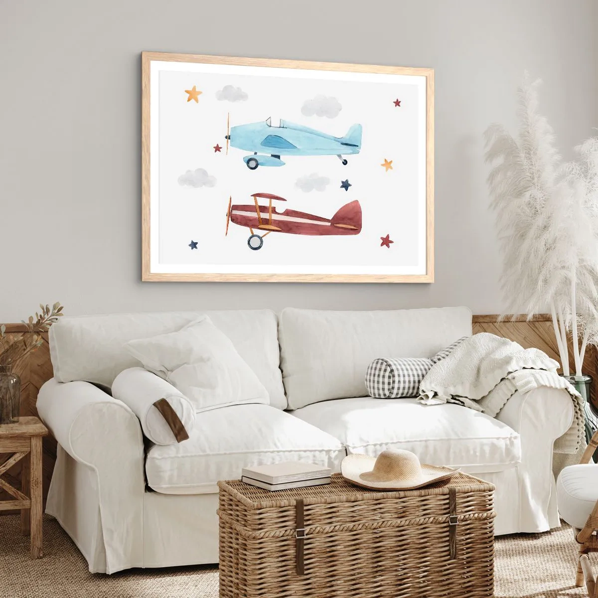 Poszter világos tölgy keretben - Pilóta, várunk! - 70x50 cm