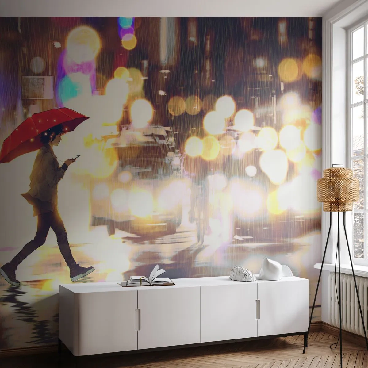 Fotótapéta Premium Canvas - Mégis napos - Város, Sétálj az esőben, Esernyő - 200x140 cm