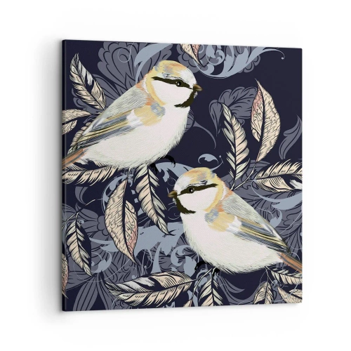 Vászonkép - Sárga-kék madárdal - 50x50 cm