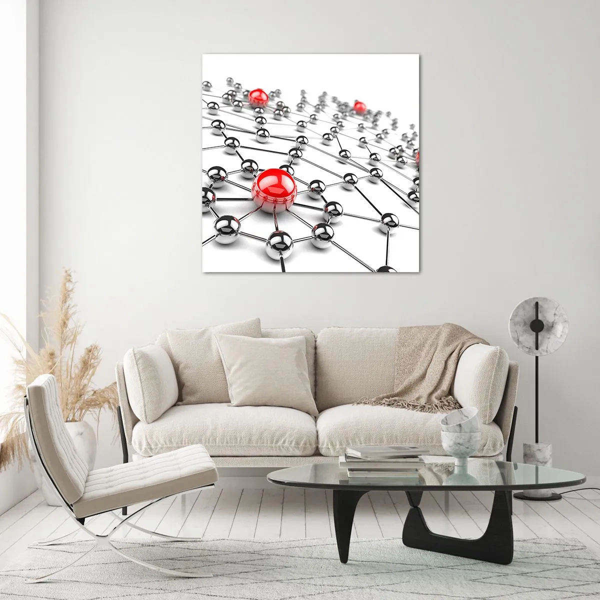 Üveg kép - Ezüst háló - 60x60 cm