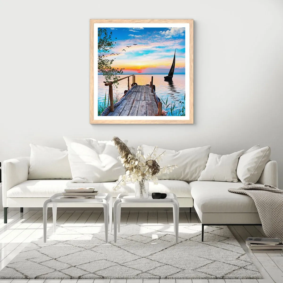 Poszter világos tölgy keretben - Kellemes este - 60x60 cm