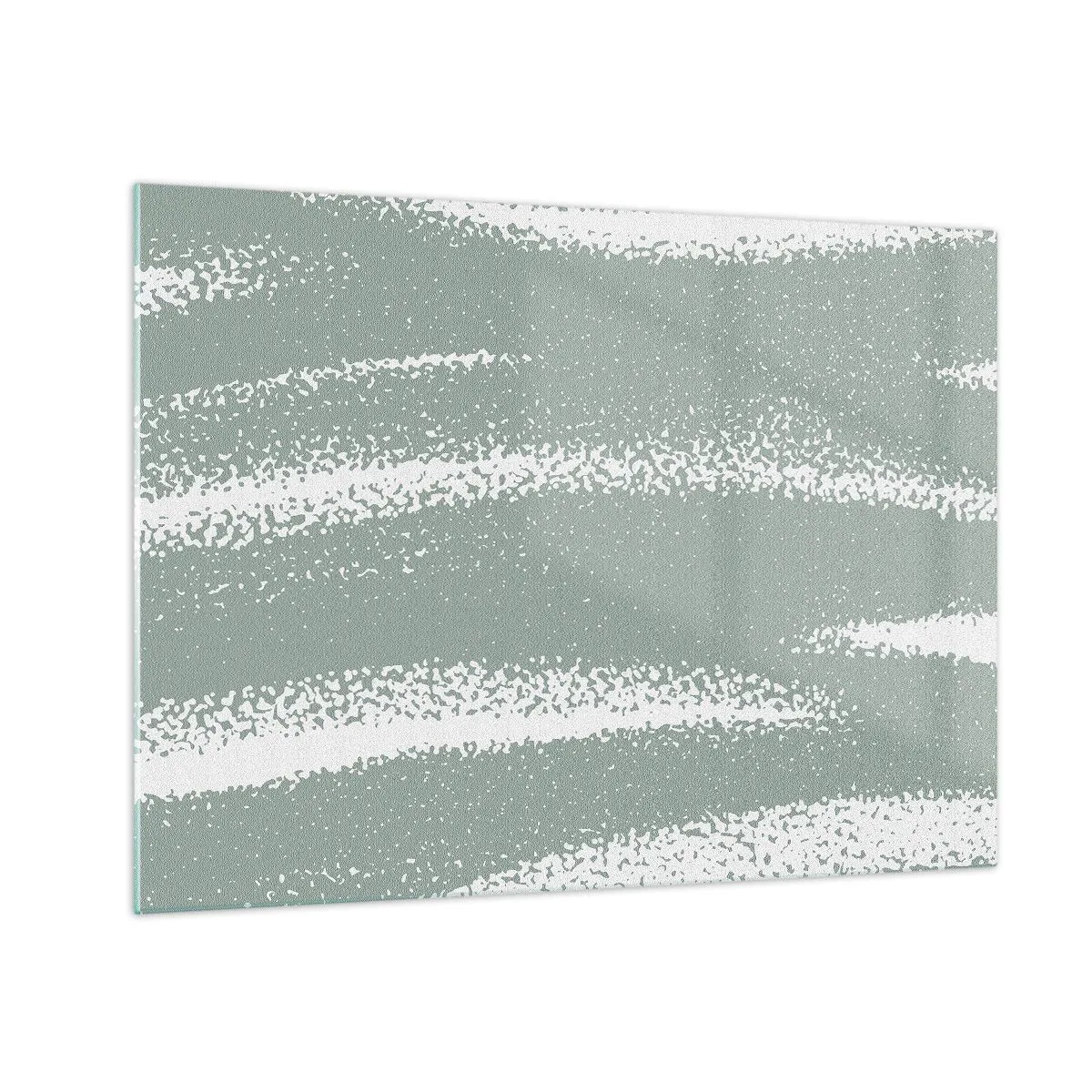 Üveg kép - Fehér csíkok hűvös zöld háttéren - 70x50cm - Absztrakció téli hangulatban - Modern fali dekoráció nappalihoz és hálószobához ARTTOR