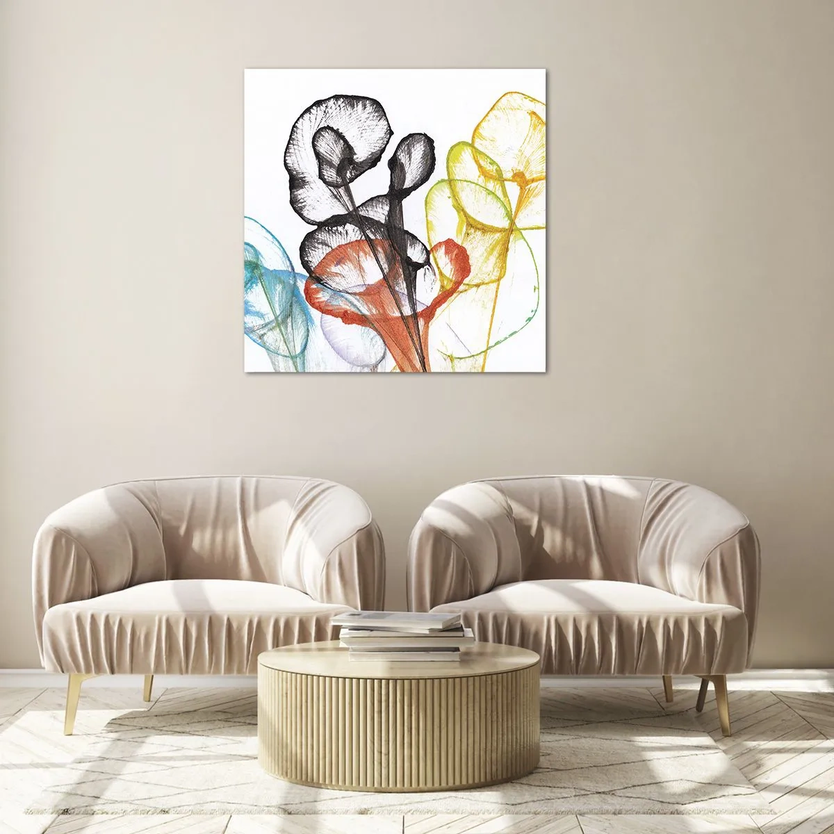 Üveg kép - Virágok lélekkel - 60x60 cm