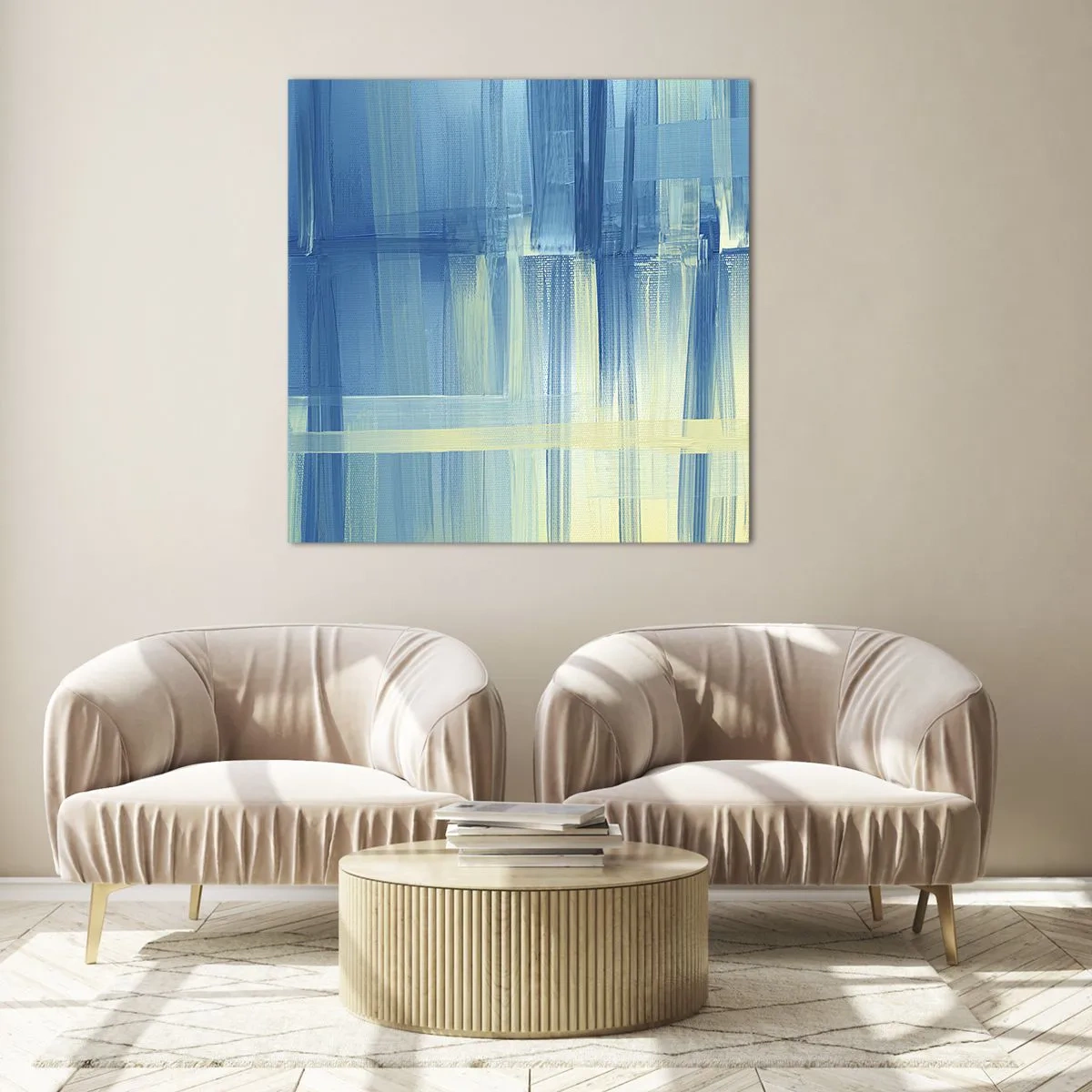 Üveg kép - Kompozíció türkizkékben - 70x70 cm