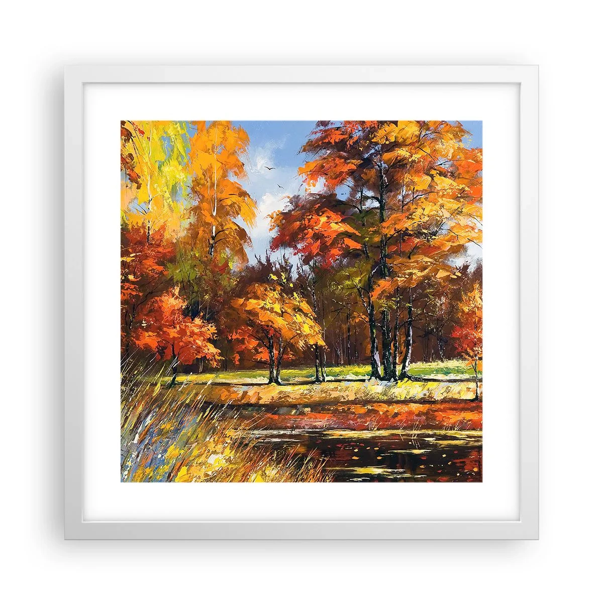 Poszter fekete keretben - Tájkép aranyban és bronzban - 40x40 cm