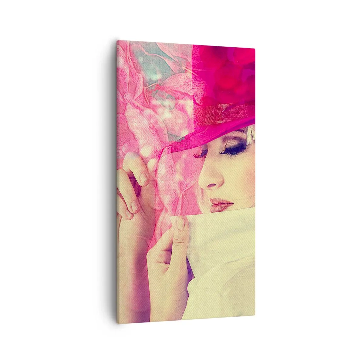Vászonkép - Retro portré rózsaszín ködben - 55x100 cm