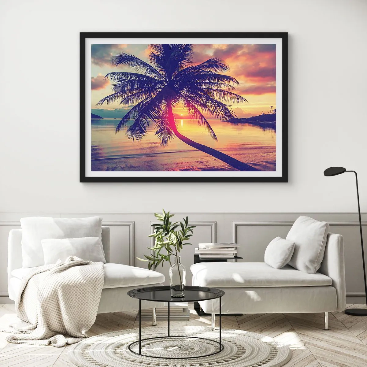 Poszter fehér keretben - Este a pálmafák alatt - 70x50 cm