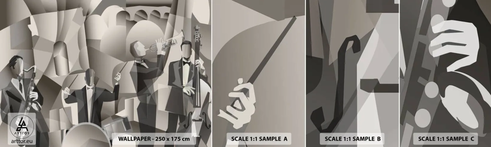 Fotótapéta Minta Öntapadós Deluxe Sticker - A hangok terében - Absztrakció, Zenekar, Dzsessz - 100x30 cm