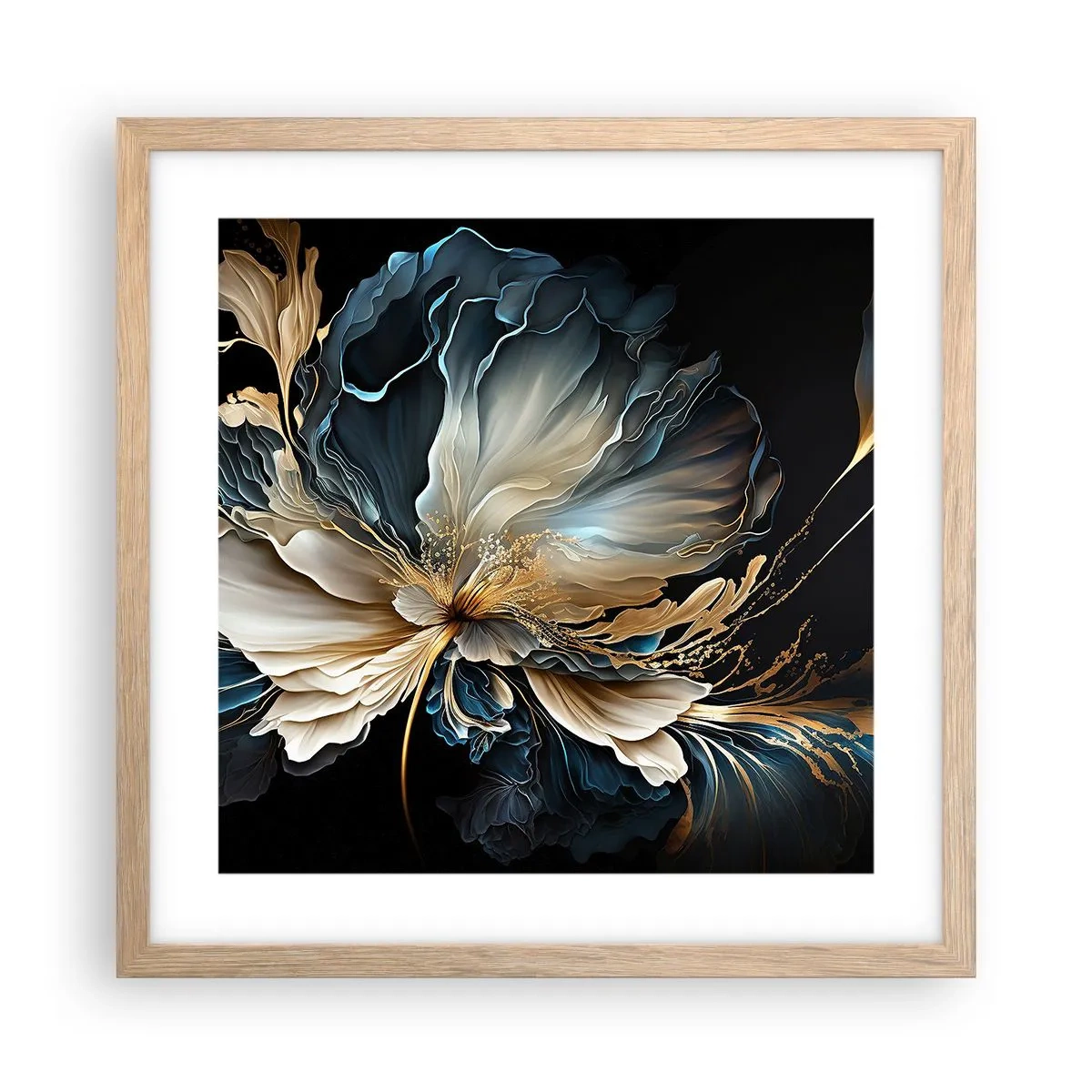 Poszter világos tölgy keretben - Mesebeli páfrányvirág - 40x40 cm