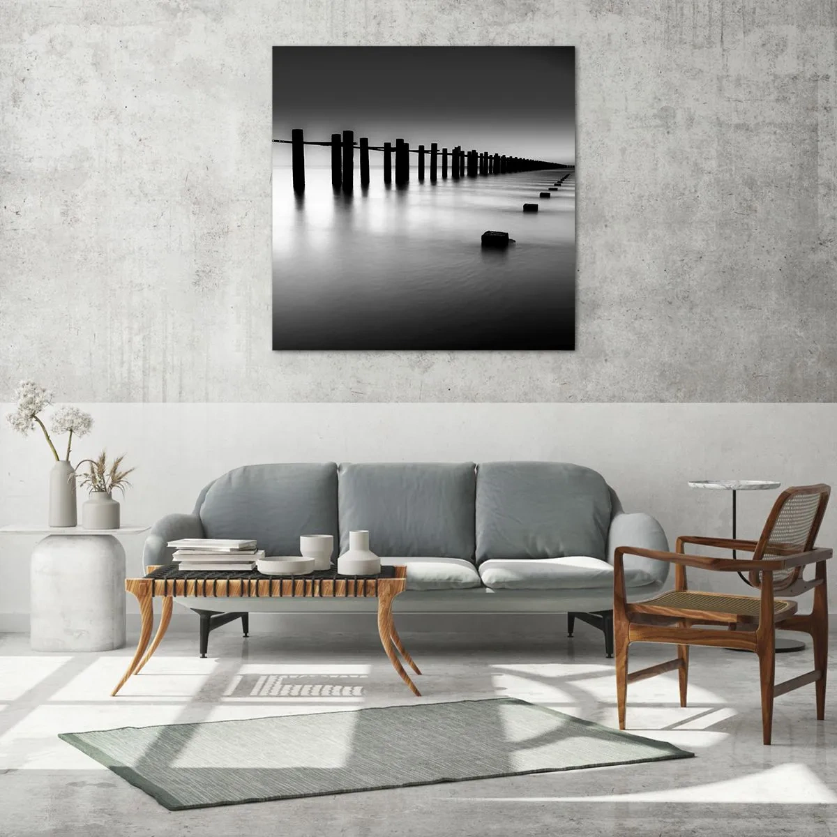 Üveg kép - Szürke távolság a ködben - 70x70 cm