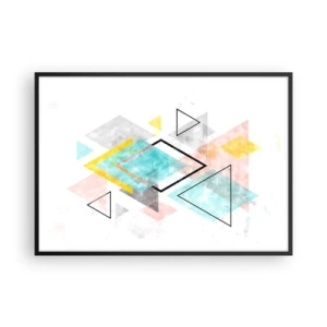 Poszter fehér keretben - Geometriai játék - 100x70 cm