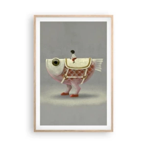 Poszter világos tölgy keretben - A halas lovas - 61x91 cm