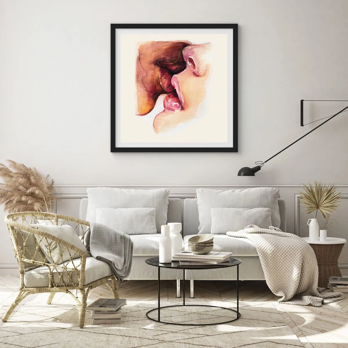 Poszter fehér keretben - Mint éjszaka és nap, föld és ég - 60x60 cm