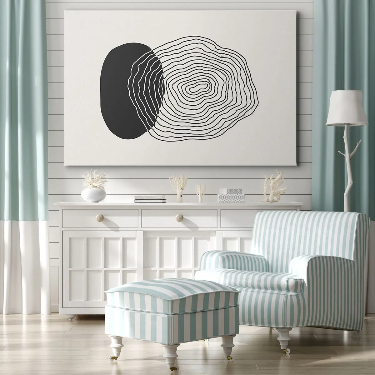 Vászonkép - Absztrakt minta fekete-fehér vonalakkal és formákkal - 70x50cm - Létezés és rángatózás - Modern fali dekoráció nappalihoz és hálószobához ARTTOR