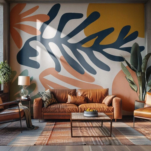 Fotótapéta Premium Sand - Koralltengerek - Boho, Minimalista, Levél növényen - 200x140 cm