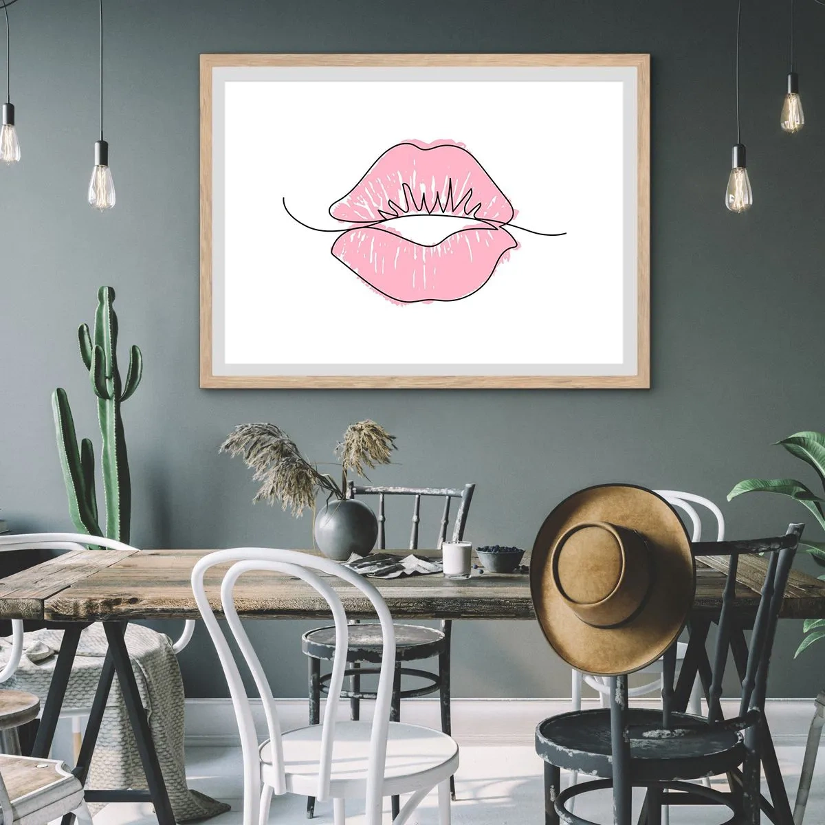 Poszter világos tölgy keretben - Készen állsz a csókra? - 100x70 cm