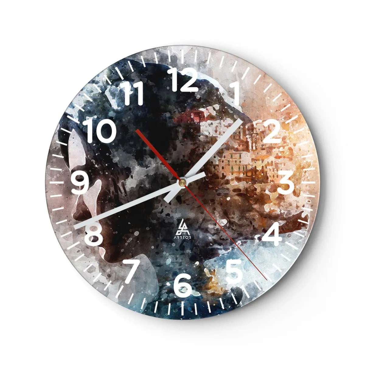 Falióra, Óra - Történet egy lányról, várossal a háttérben - 30x30 cm