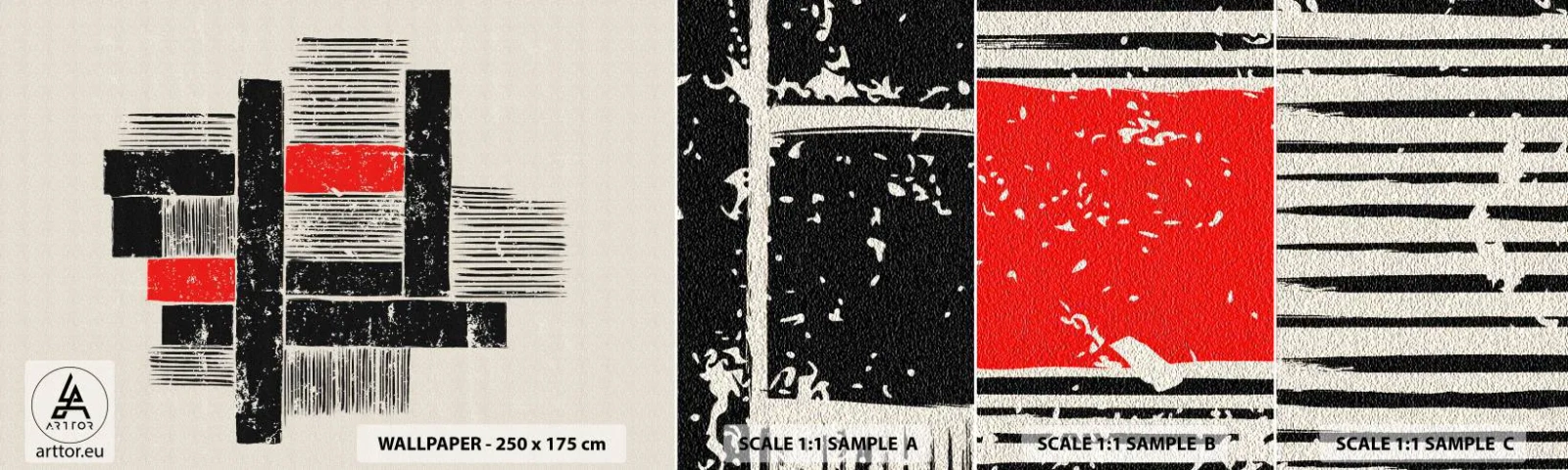 Fotótapéta Minta Standard Eco - Vörös és fekete - Absztrakció, Modern művészet, Ipari - 100x30 cm