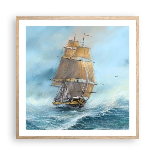 Poszter világos tölgy keretben - A hullámok hullámzása - 60x60 cm