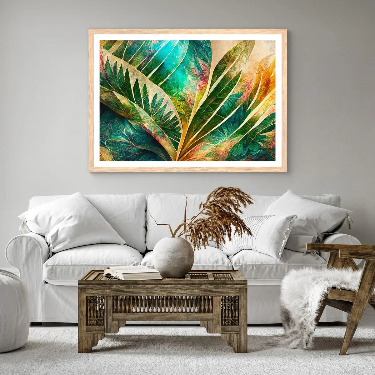 Poszter világos tölgy keretben - A trópusok színei - 91x61 cm