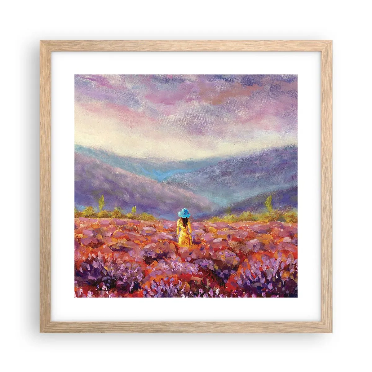 Poszter világos tölgy keretben - A levendula világában - 40x40 cm