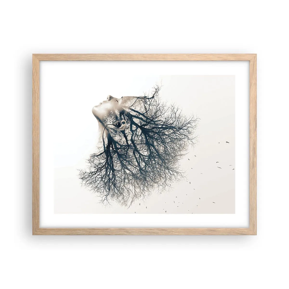 Poszter világos tölgy keretben - Hallgatva a fa suttogását - 50x40 cm