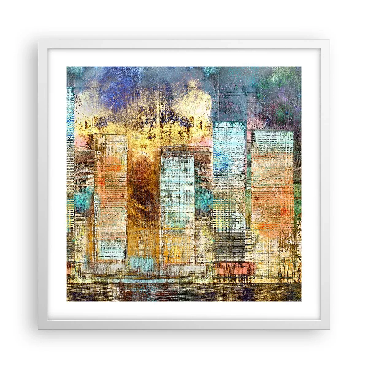 Poszter fekete keretben - Napfényes metropolisz - 50x50 cm