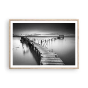 Poszter világos tölgy keretben - Egy elfeledett part békéje - 100x70 cm