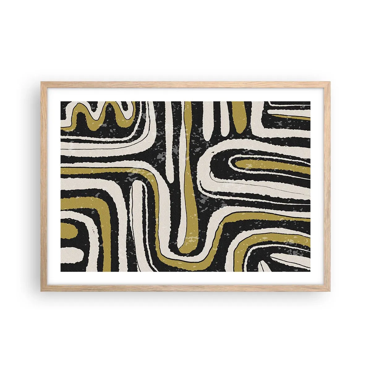 Poszter világos tölgy keretben - Kompozíció: traktusok és sikátorok - 70x50 cm