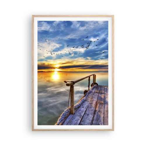 Poszter világos tölgy keretben - Megnyugszik a szél - 70x100 cm