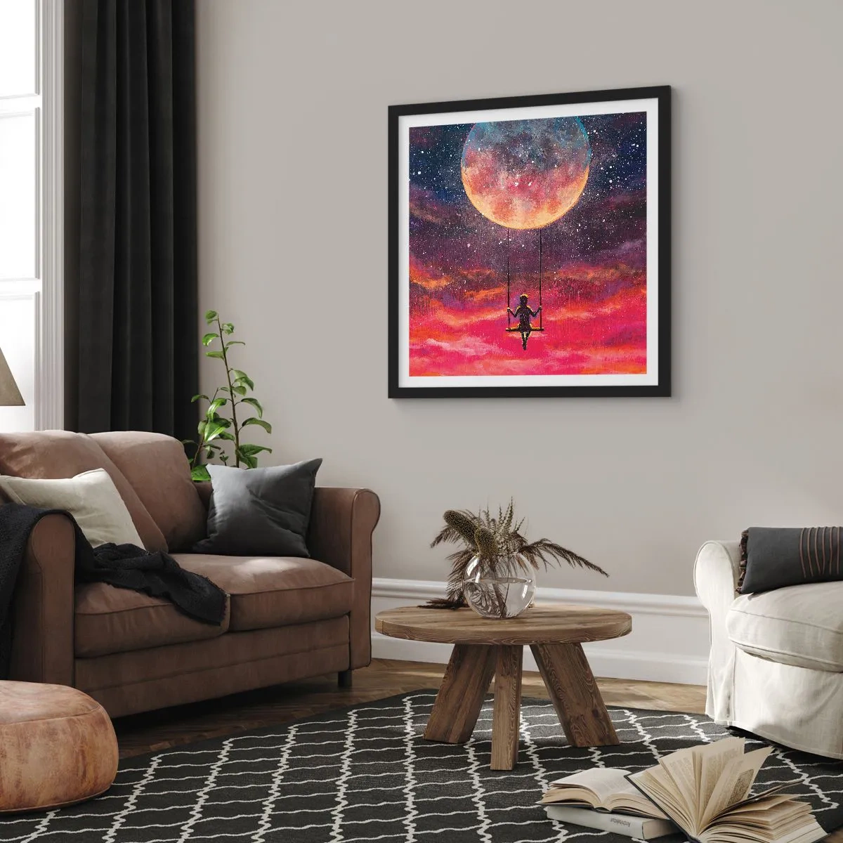 Poszter fehér keretben - Álmodozva - 40x40 cm