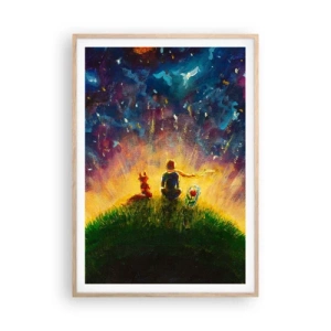 Poszter világos tölgy keretben - Szerelem és barátság – az egész világ - 70x100 cm