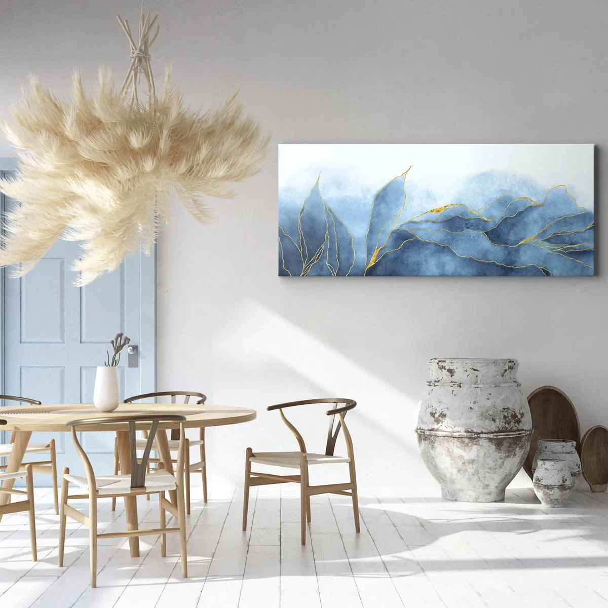 Vászonkép - Kék aranyban - 100x40 cm