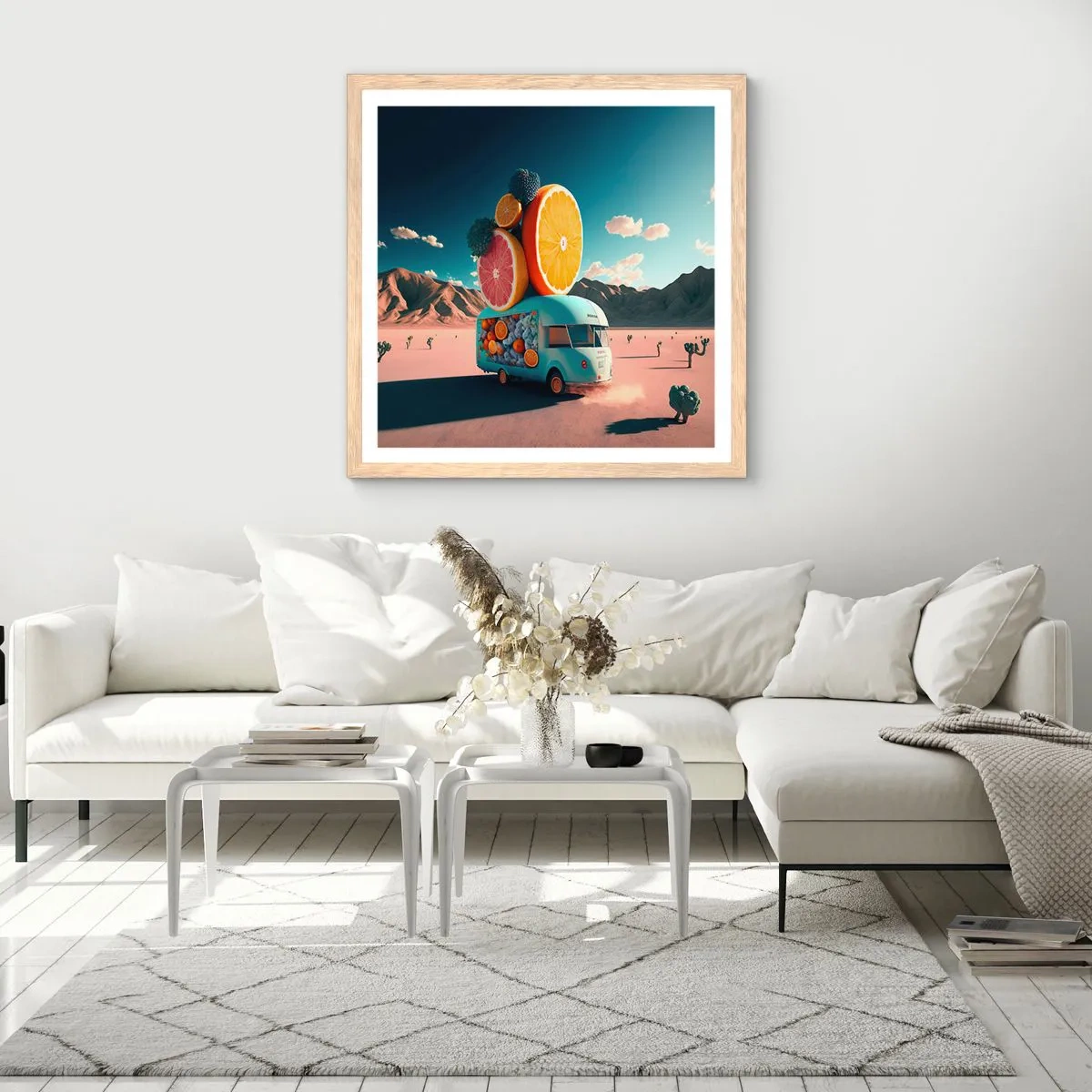 Poszter világos tölgy keretben - A nyaralás íze - 60x60 cm