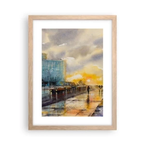 Poszter világos tölgy keretben - Élet a parton - 30x40 cm