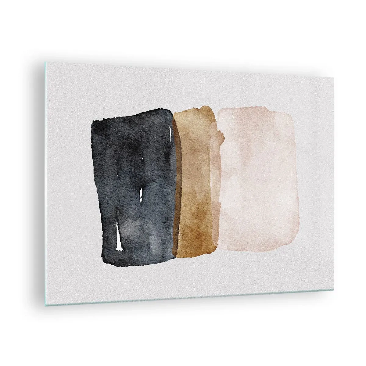 Üveg kép - Absztrakt foltok fekete, barna és bézs árnyalatokban - 70x50cm - A föld színeinek kompozíciója - Modern fali dekoráció nappalihoz és hálószobához ARTTOR