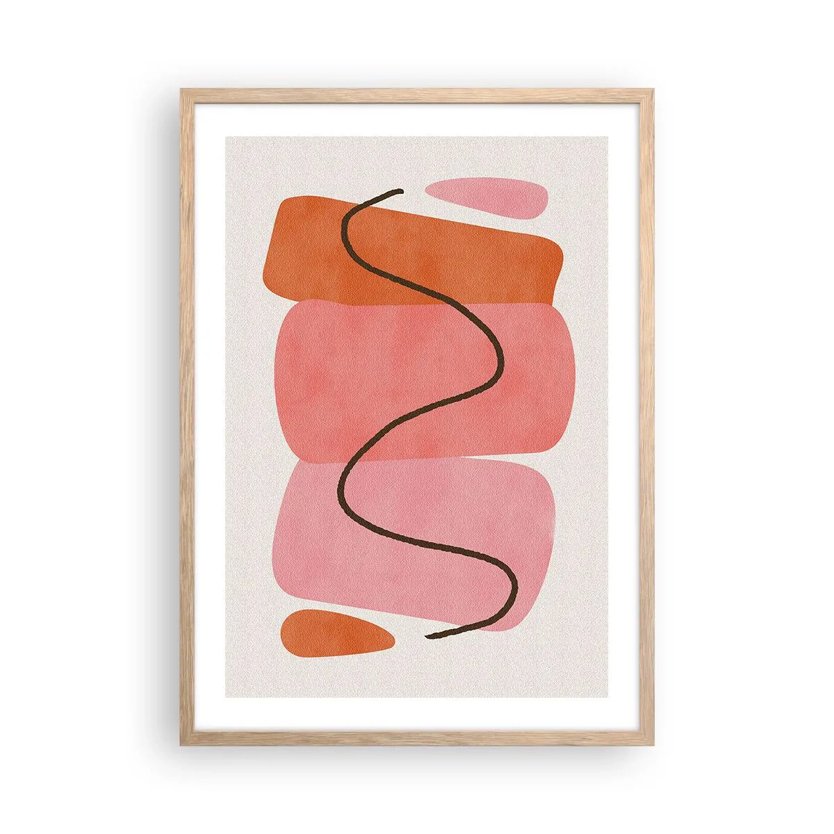 Poszter világos tölgy keretben - Formák szelíd mozgása - 50x70 cm