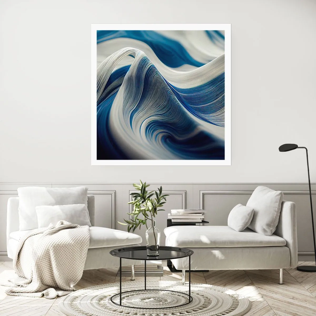 Poszter - Kék és fehér folyékonysága - 60x60 cm