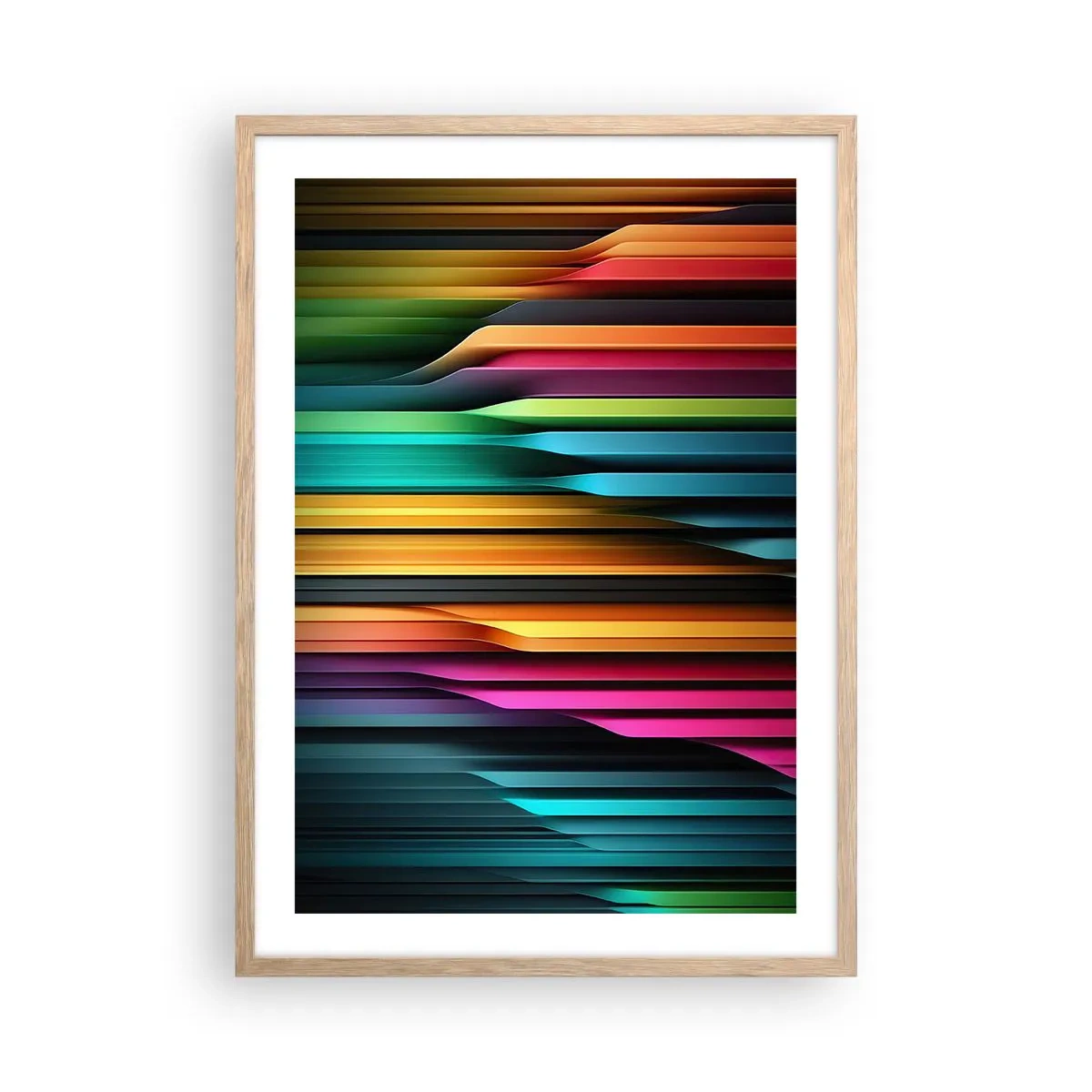 Poszter világos tölgy keretben - Fényorgonák - 50x70 cm