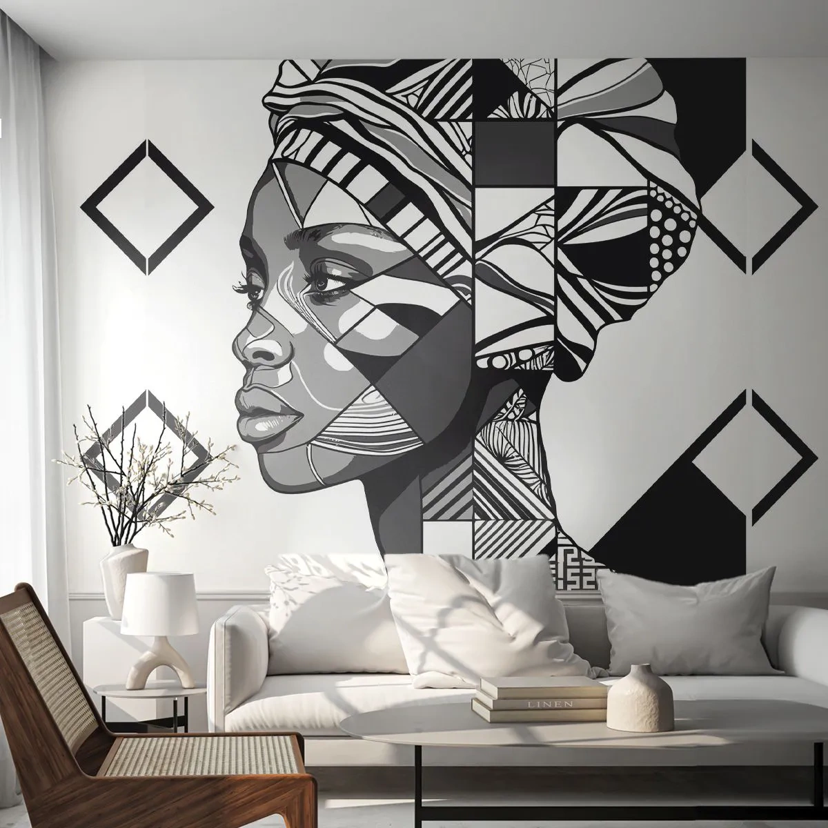 Fotótapéta Premium Sand - Etnikai portré - portré, afro-amerikai, Turbán - 100x70 cm